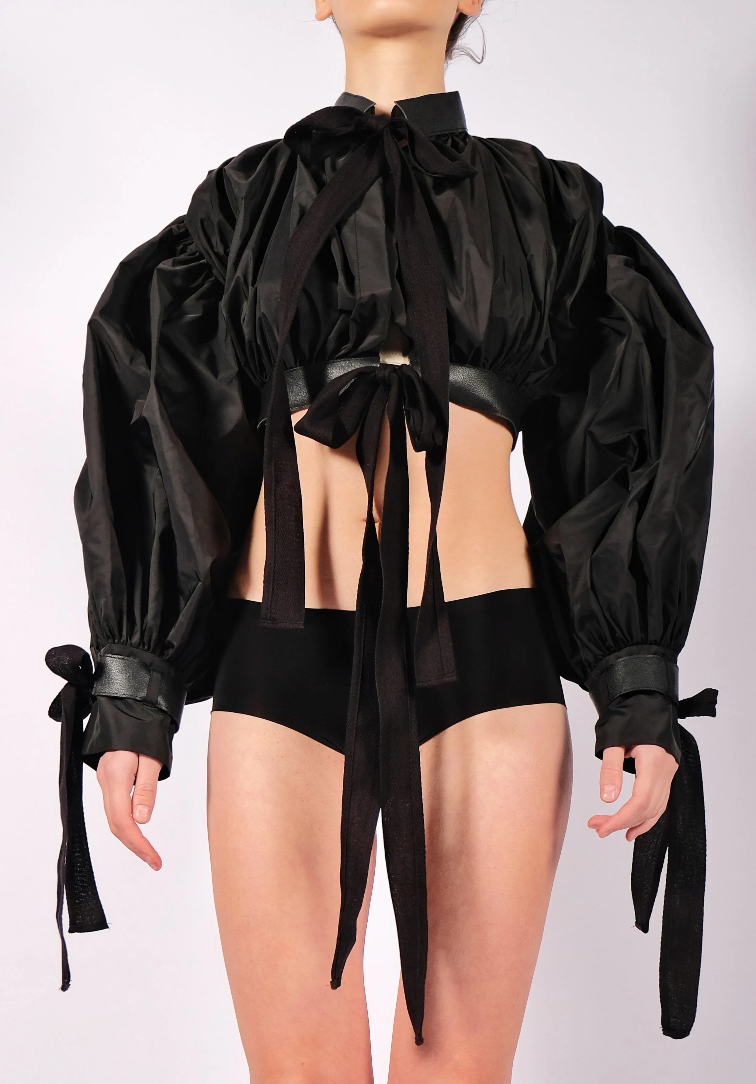 Raincoat Crop Top Jacket with Exaggerated Sleeves
