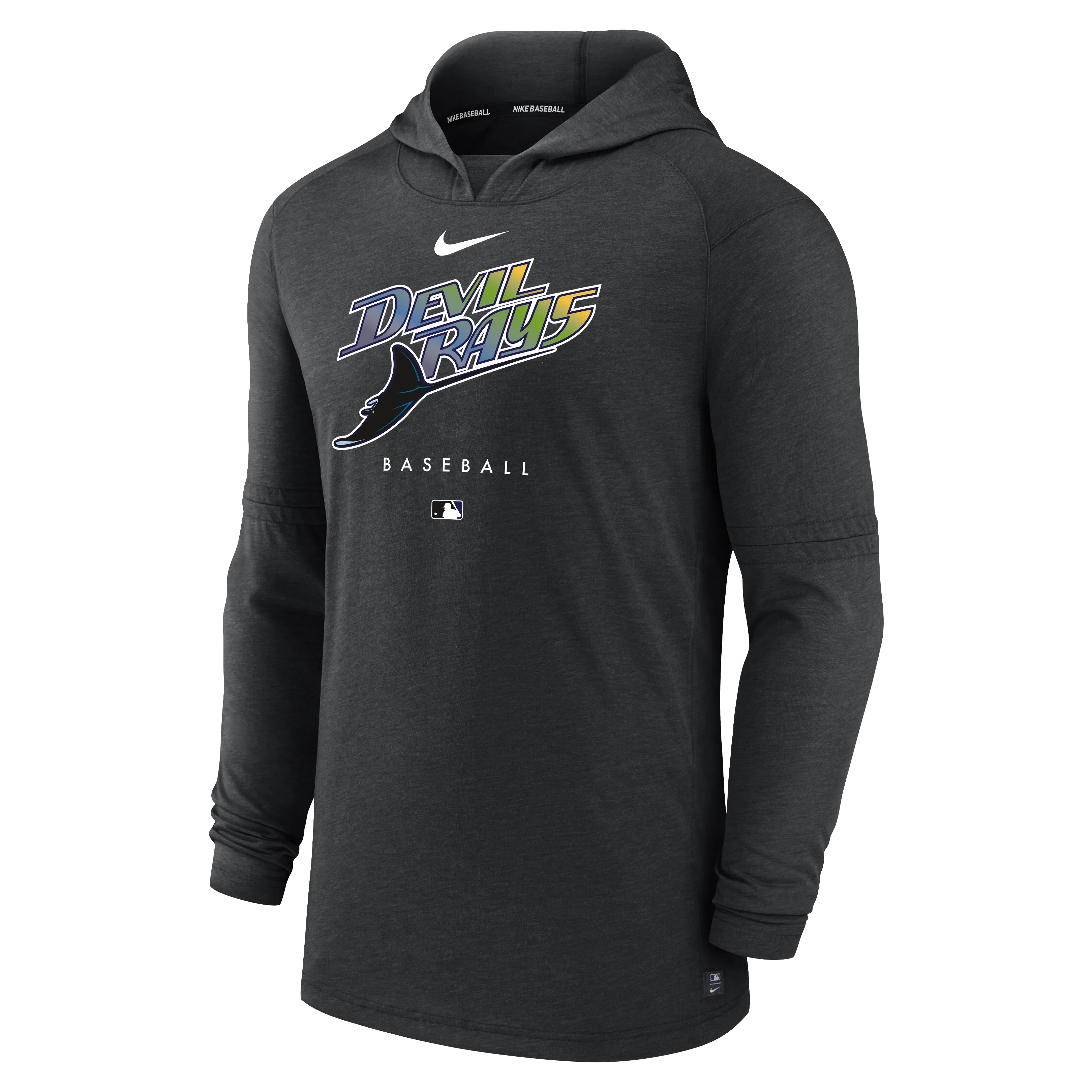 Rays Men's Nike Heather Black Devil Rays Early Work Pullover Hoodie