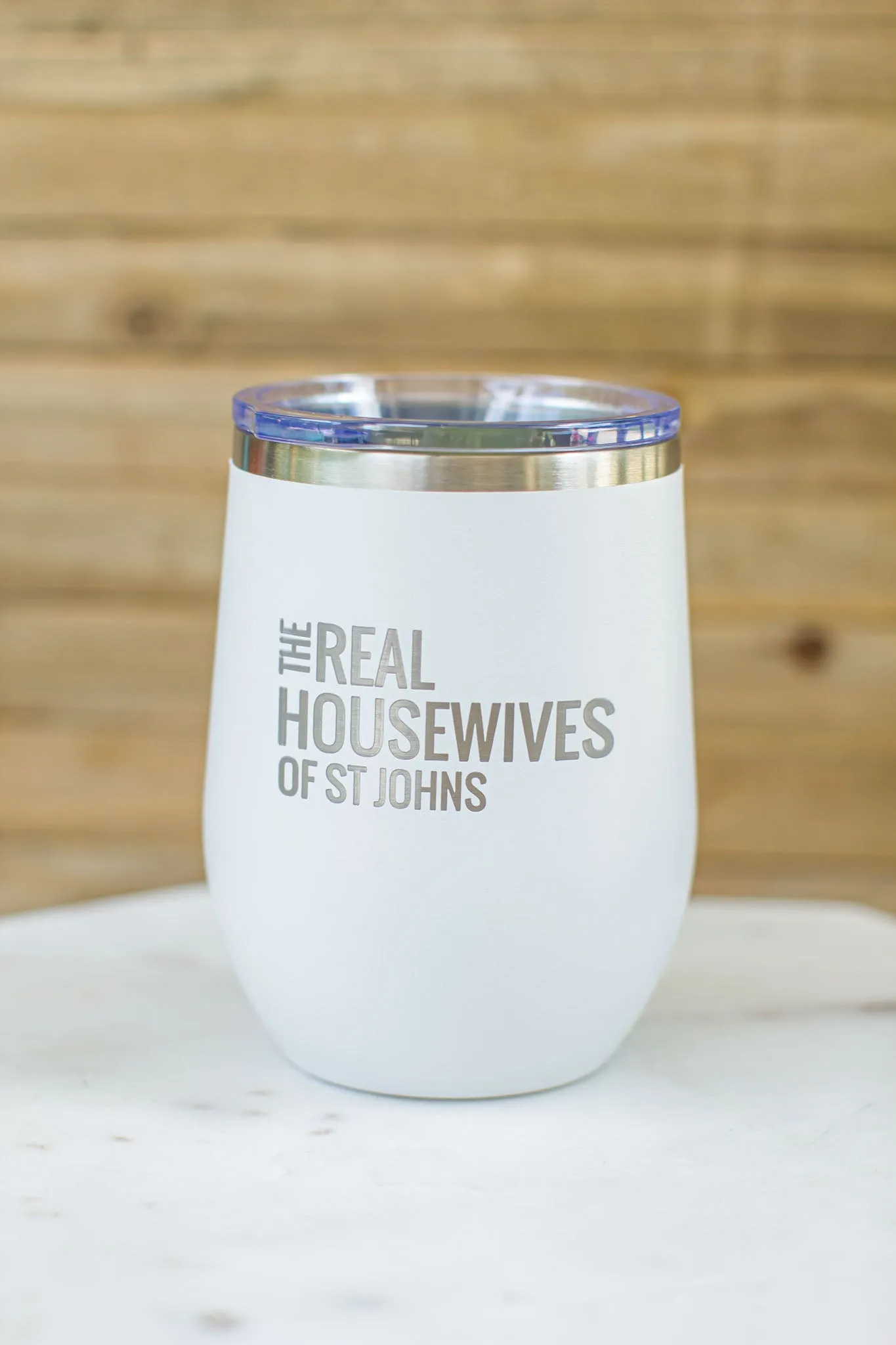 Real Housewives Of St Johns Wine Tumbler - White