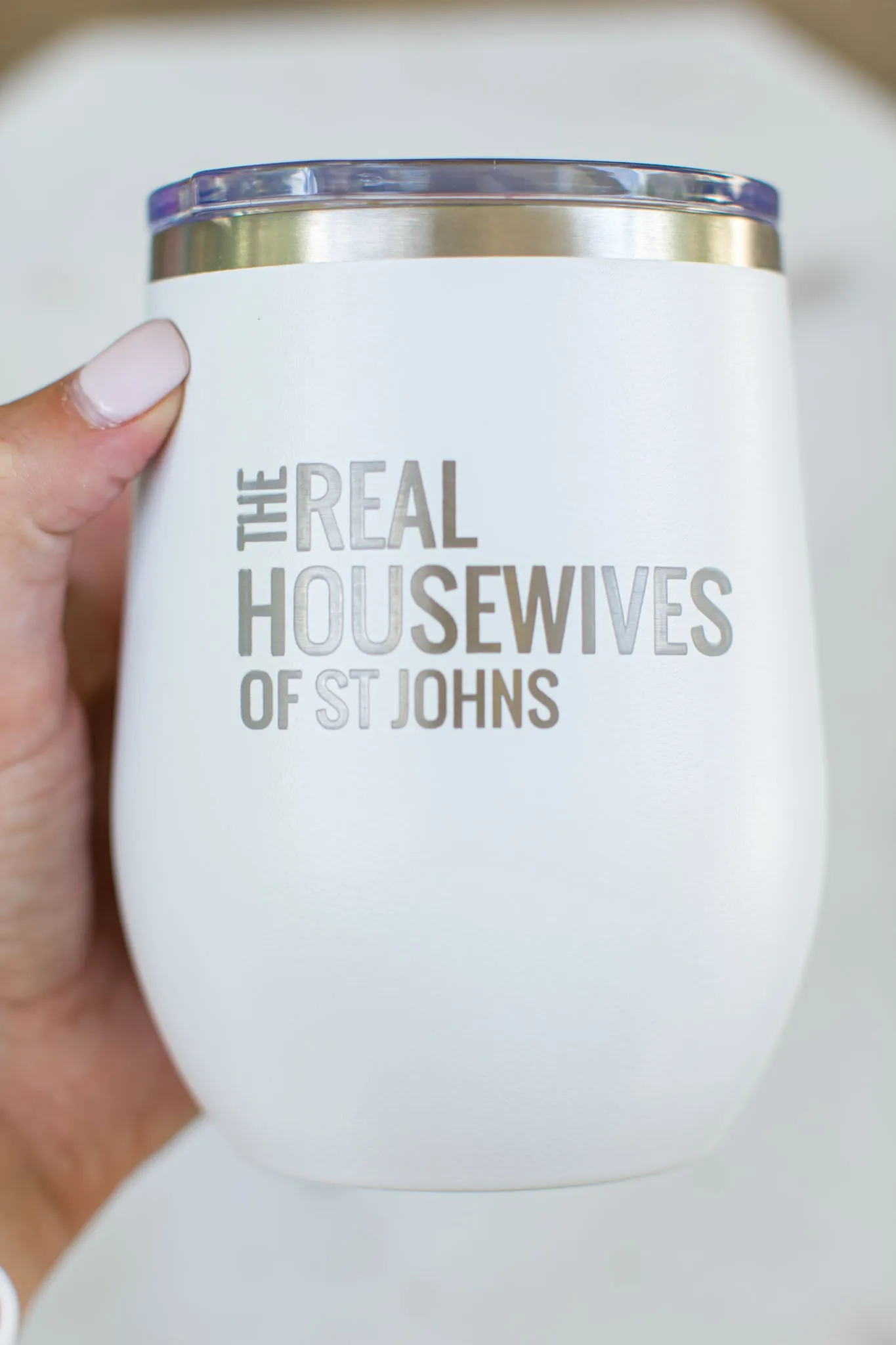 Real Housewives Of St Johns Wine Tumbler - White
