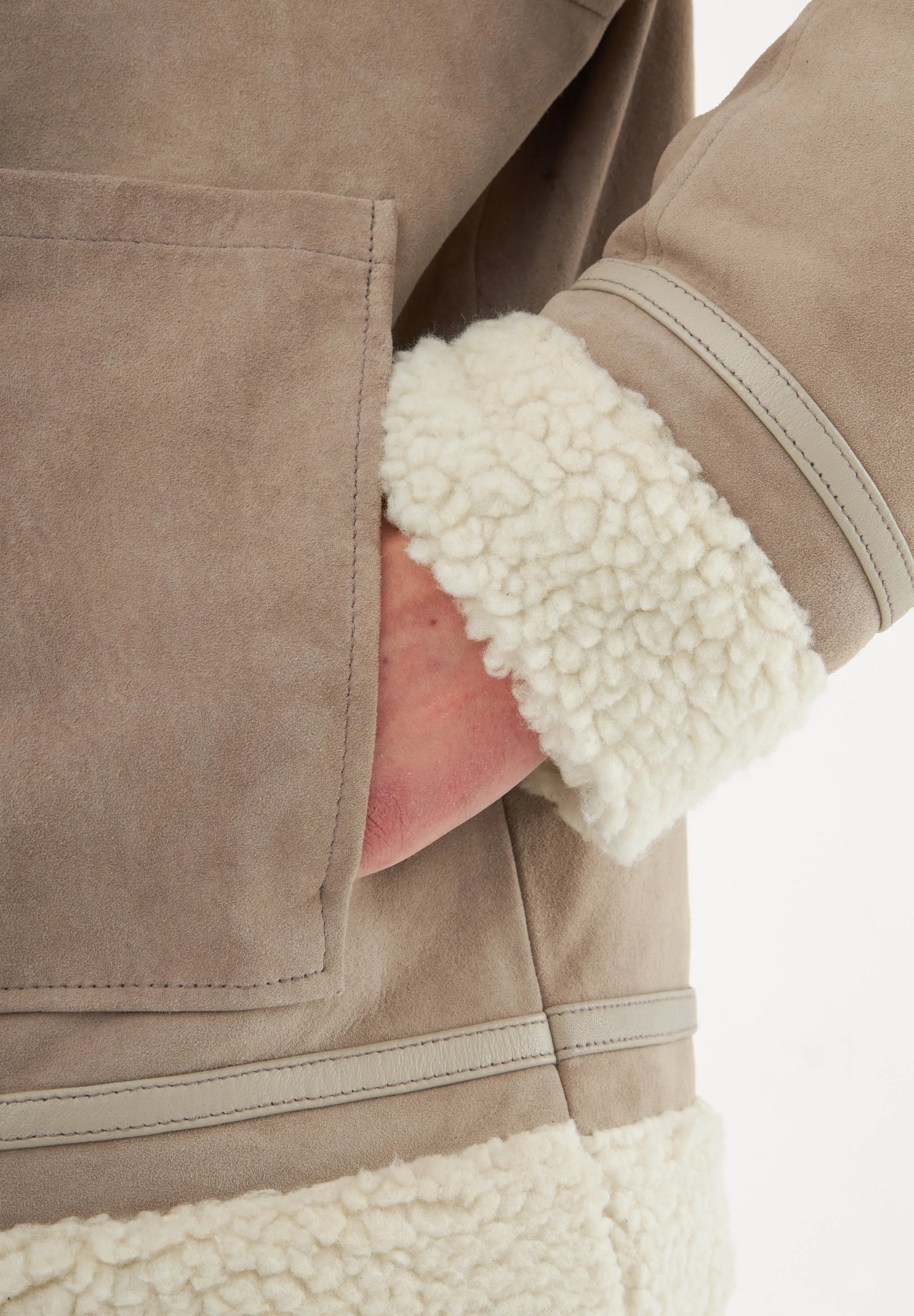 Real Suede Shearling Patch Jacket