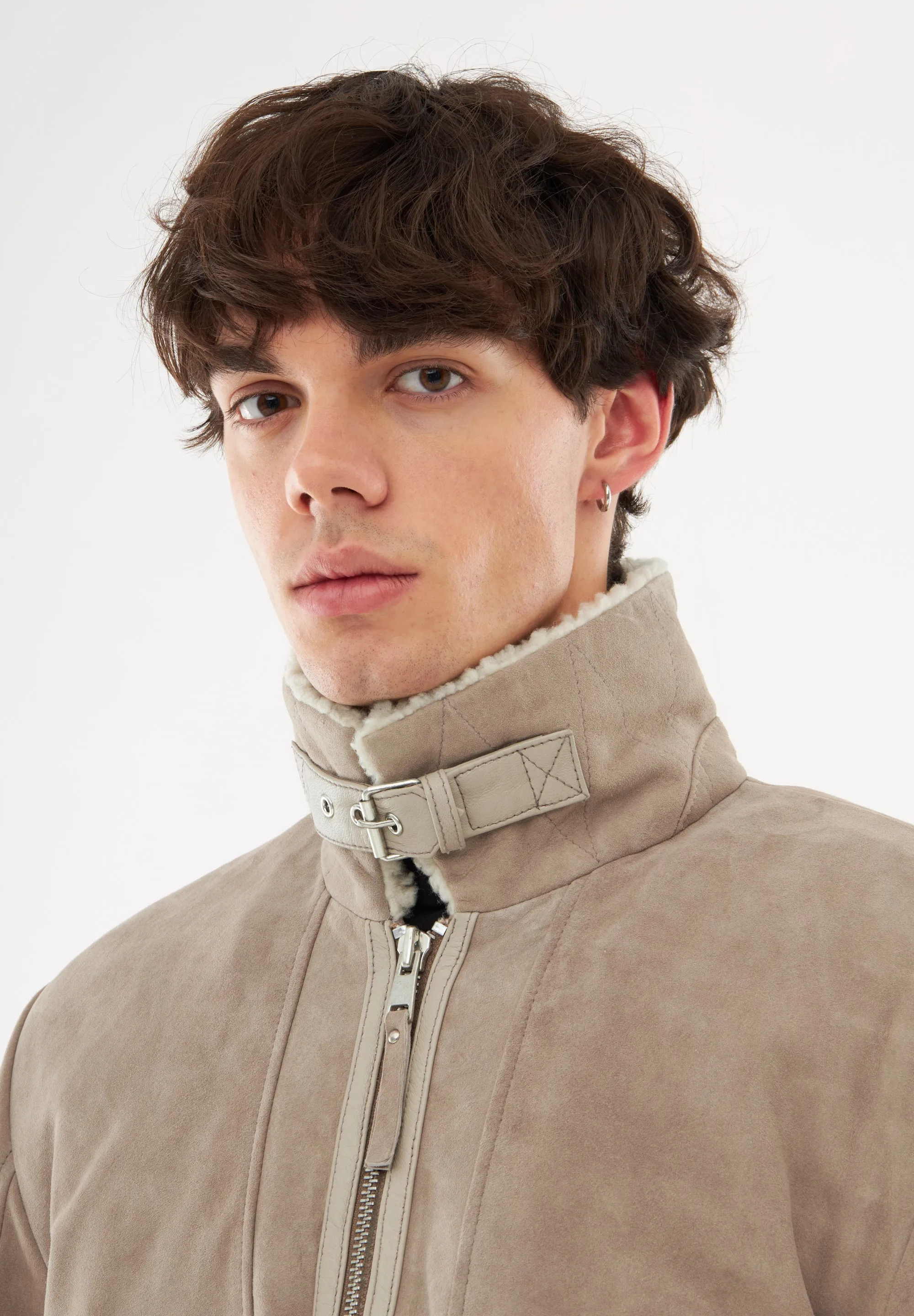 Real Suede Shearling Patch Jacket