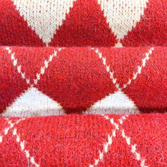 Red Rhombus Plaid Sweatshirt Slip Dress Set
