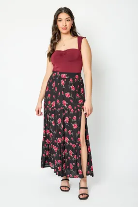Roses Tiered Maxi Skirt