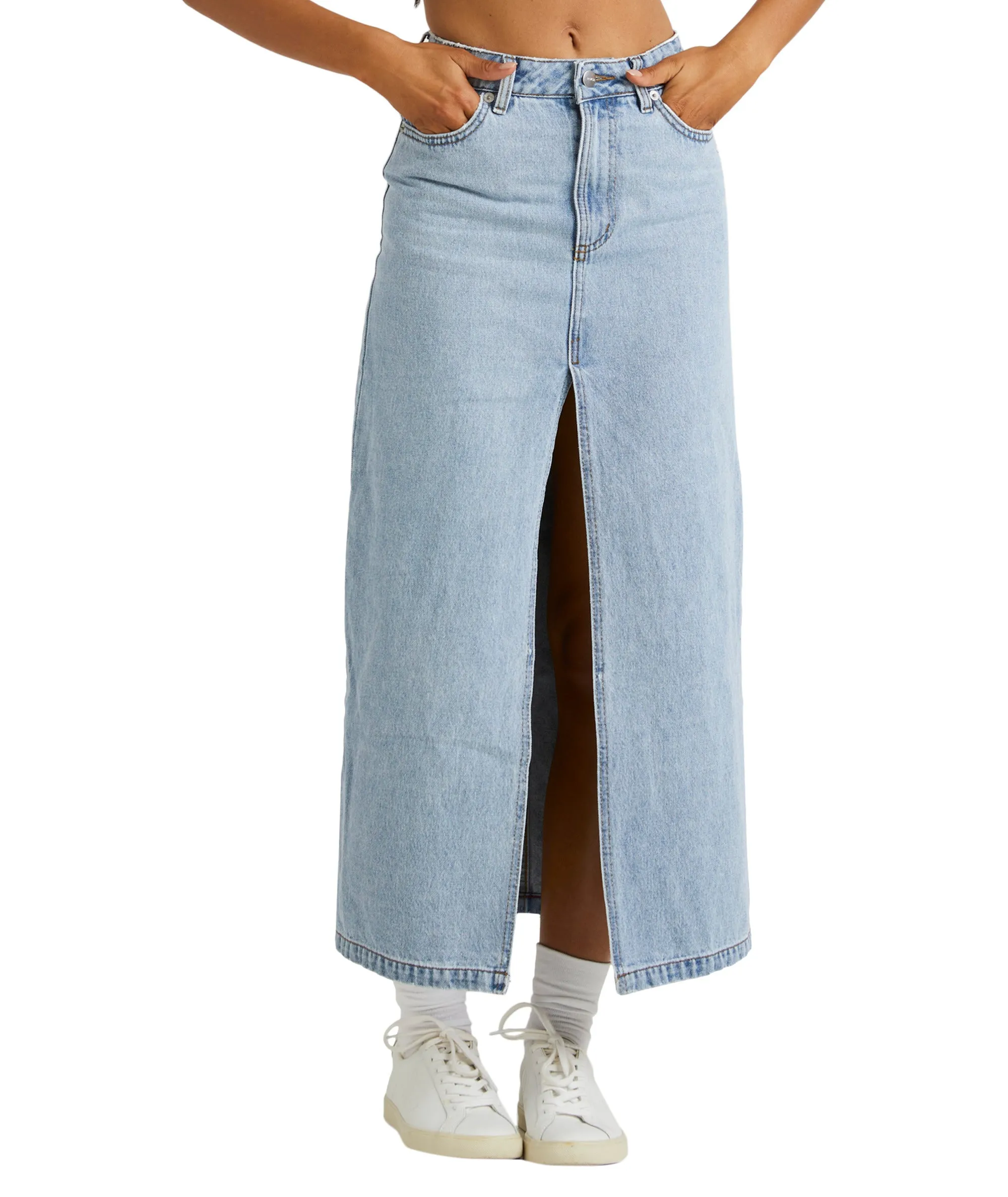 RVCA Denim Midi Skirt - Vintage Blue