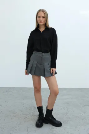 RYN Pleated Shorts Skirt - Anthracite - Vasto
