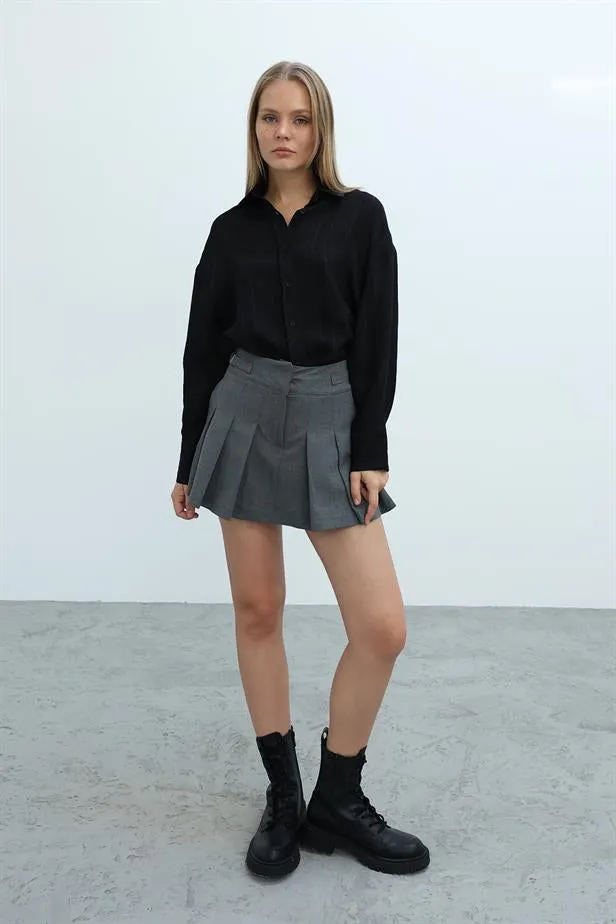 RYN Pleated Shorts Skirt - Anthracite - Vasto