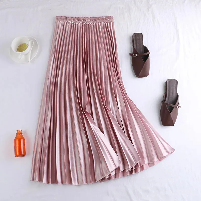 Satin Pleated Skirts