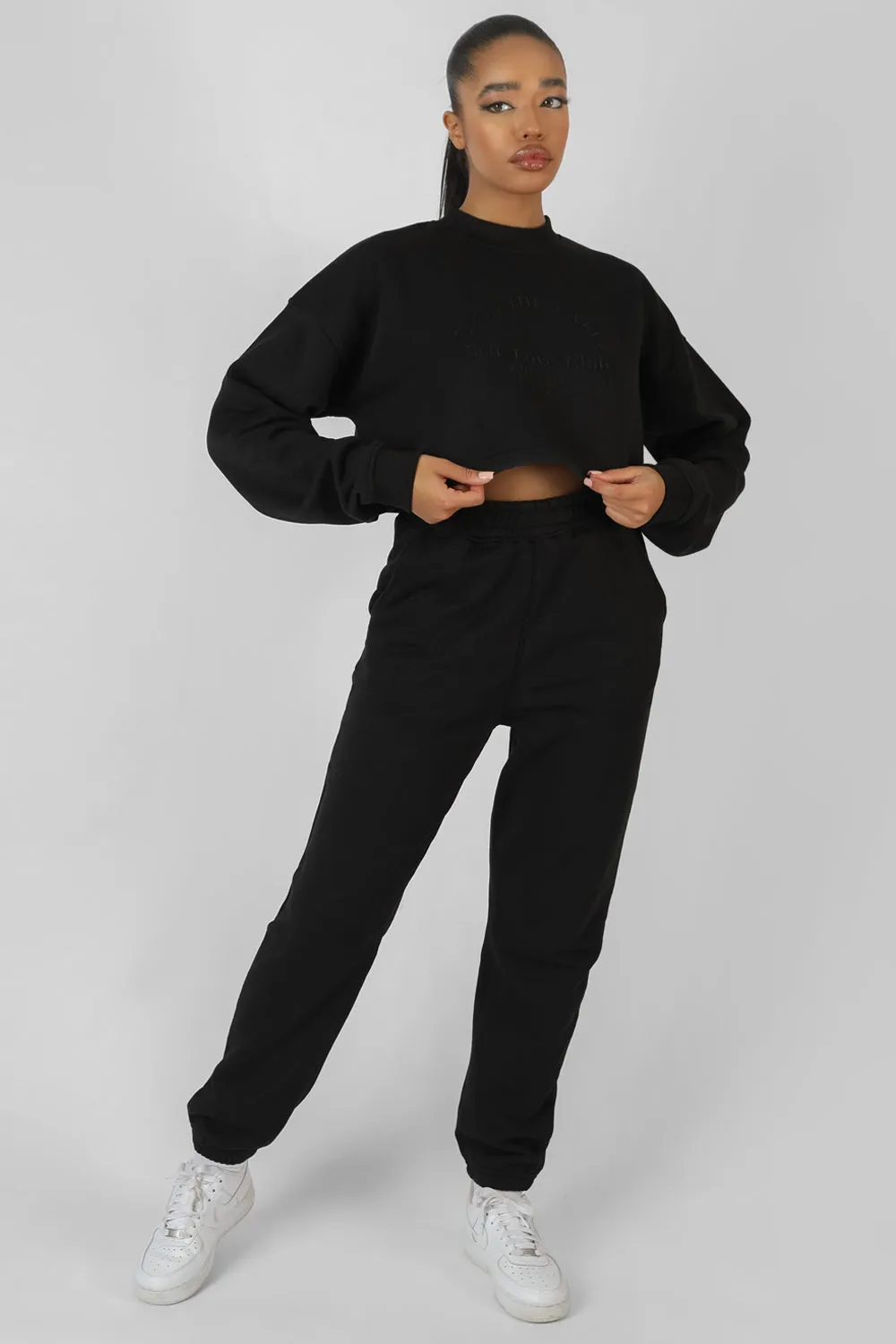 Self Love Club Cropped Sweatshirt Black