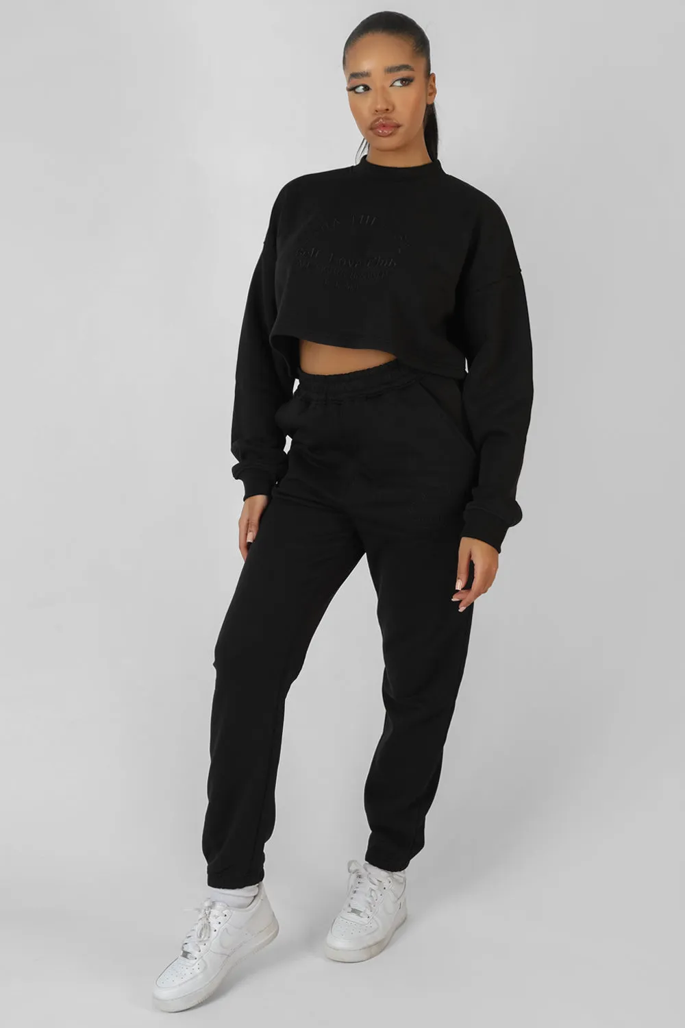 Self Love Club Cropped Sweatshirt Black