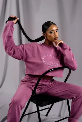 Self Love Club Cropped Sweatshirt Purple