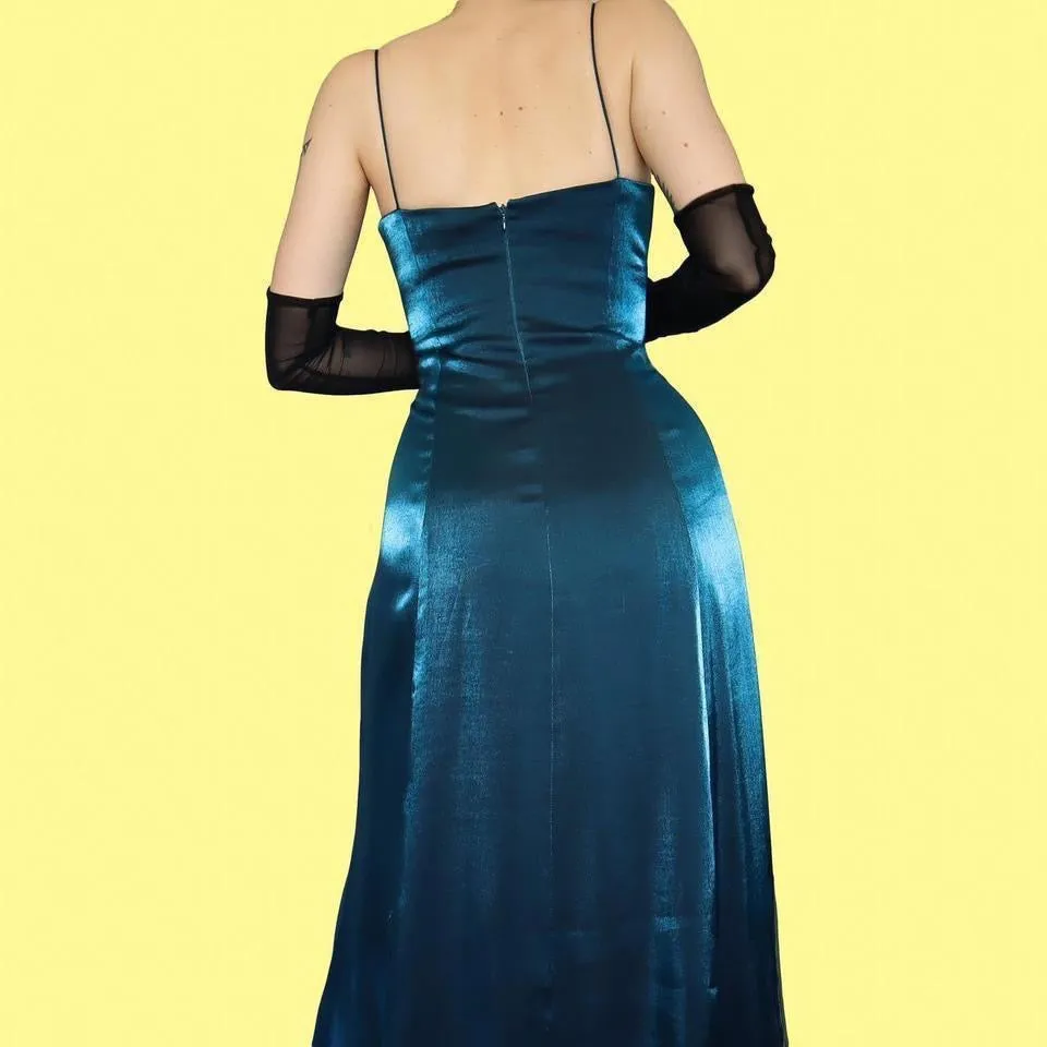 Silky blue Debut beaded a line dress UK 10