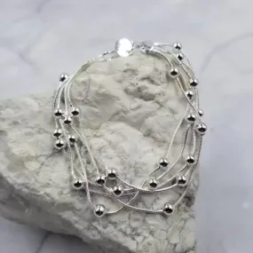 Silver Plated Multi Row Beaded Bracelet