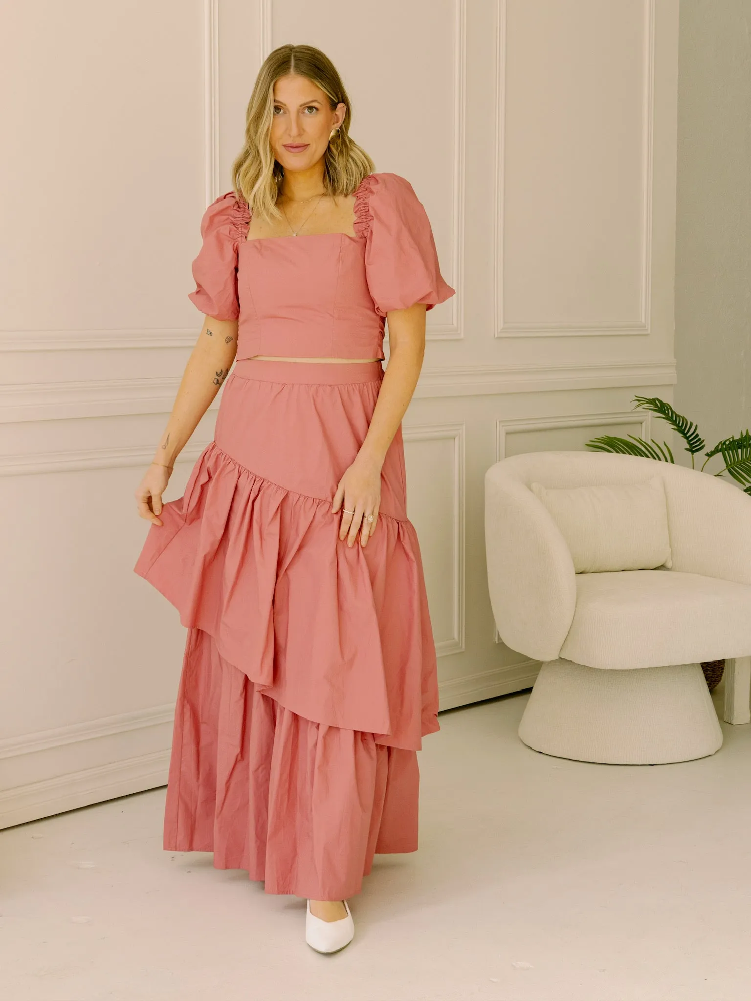 Sincerely Ours Celeste Skirt - Mauve Poplin