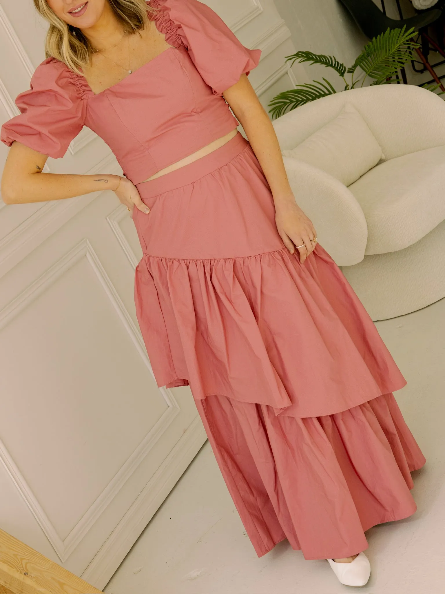 Sincerely Ours Celeste Skirt - Mauve Poplin