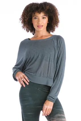 Striated Cropped Sweatshirt