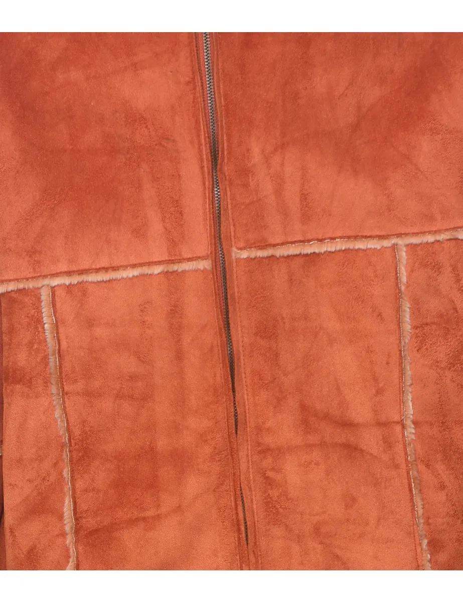 Terracotta Shearling Jacket - M