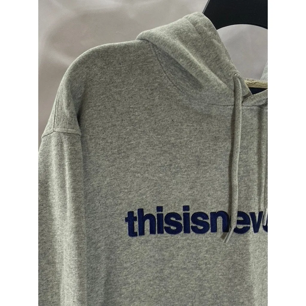 THISISNEVERTHAT Men's Gray/Navy T-Logo Pullover Casual Hoodie SZ XL
