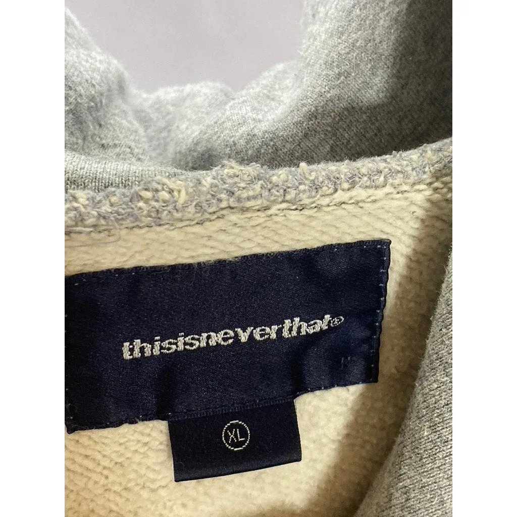 THISISNEVERTHAT Men's Gray/Navy T-Logo Pullover Casual Hoodie SZ XL