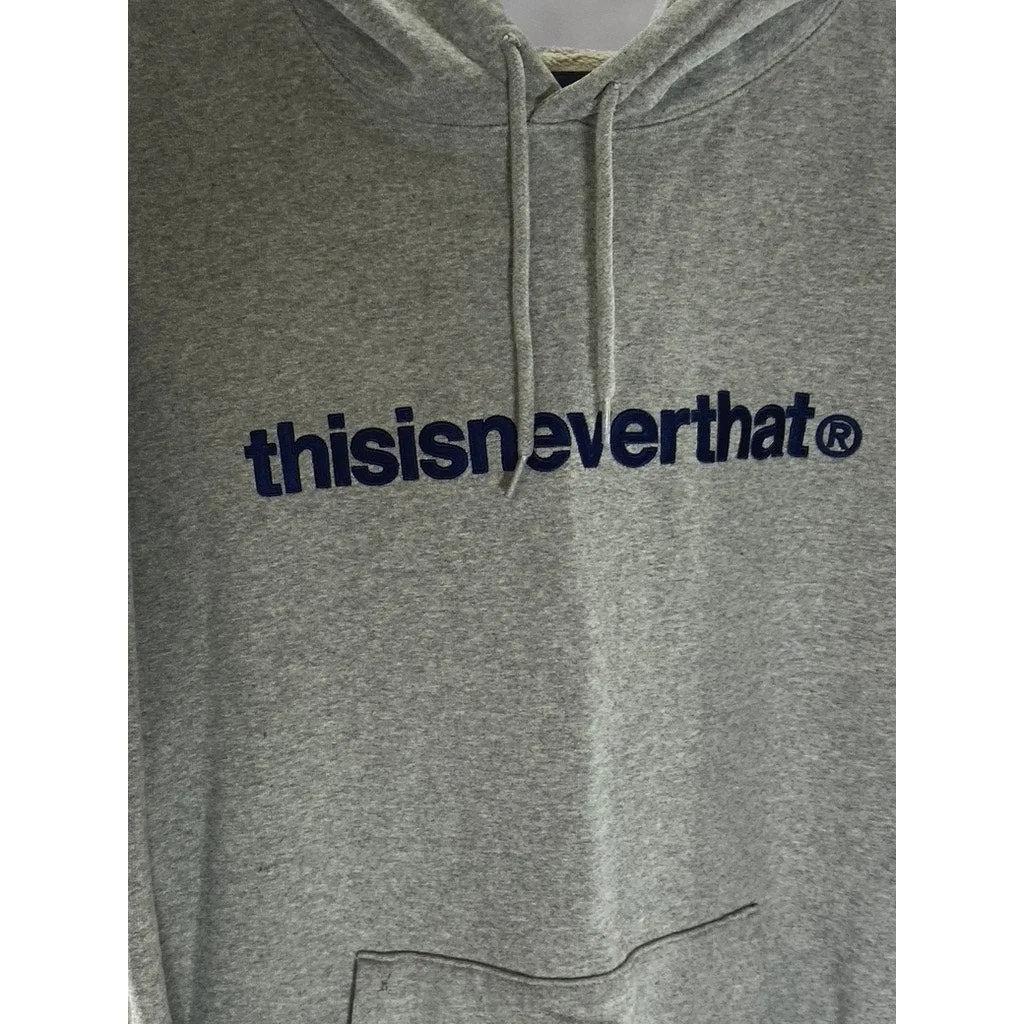 THISISNEVERTHAT Men's Gray/Navy T-Logo Pullover Casual Hoodie SZ XL