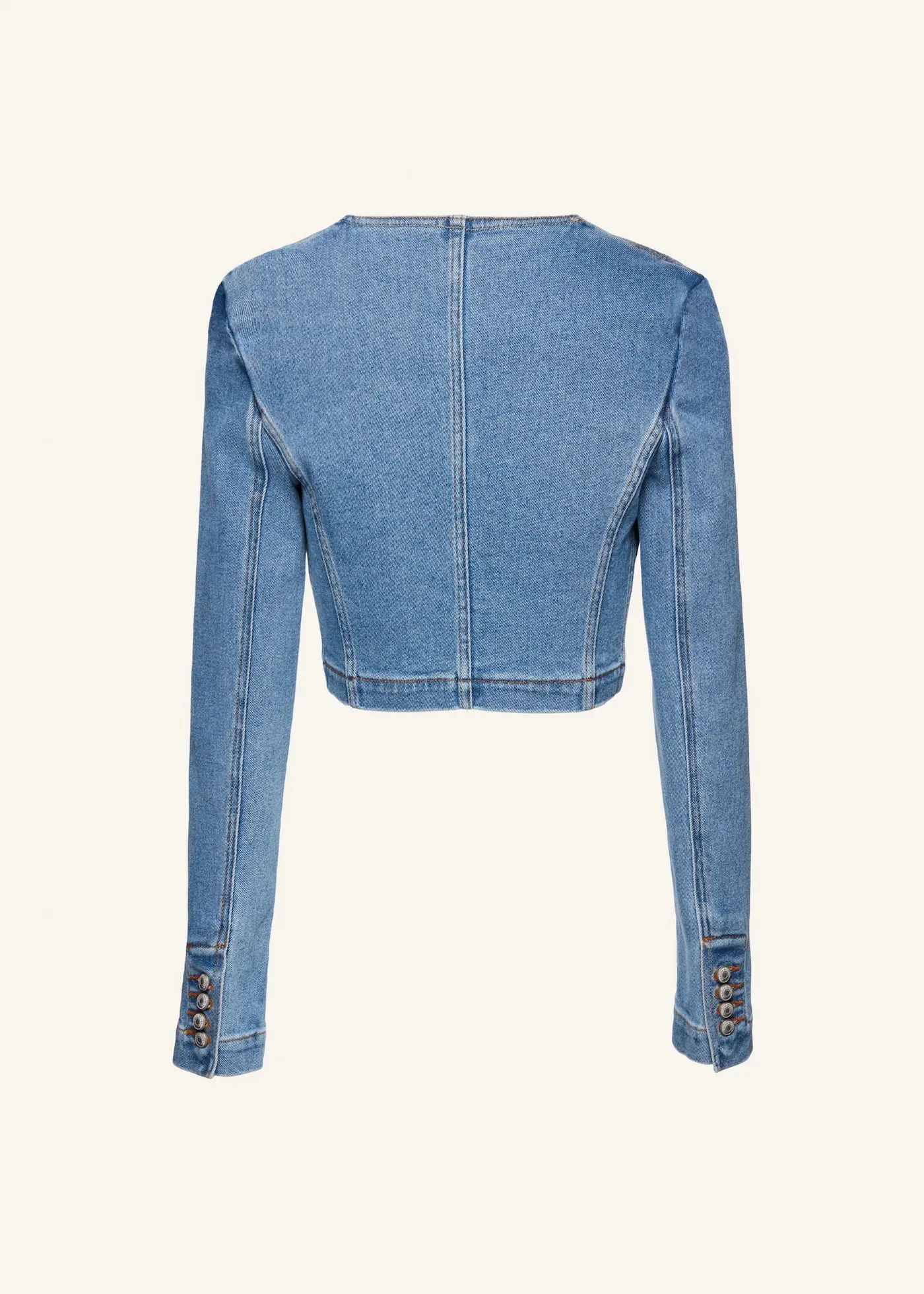 Ultra Cropped Scoop Denim Jacket in Blue