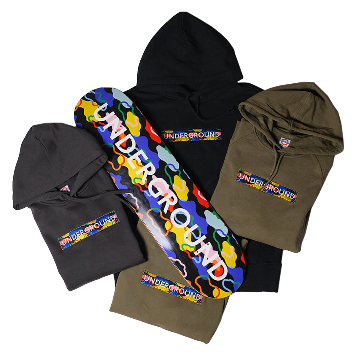Underground Cloud Camo Box Logo Crew Neck - Army Green
