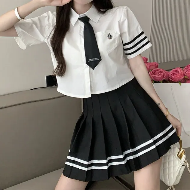 Uniform Short Sleeve White Shirt Set