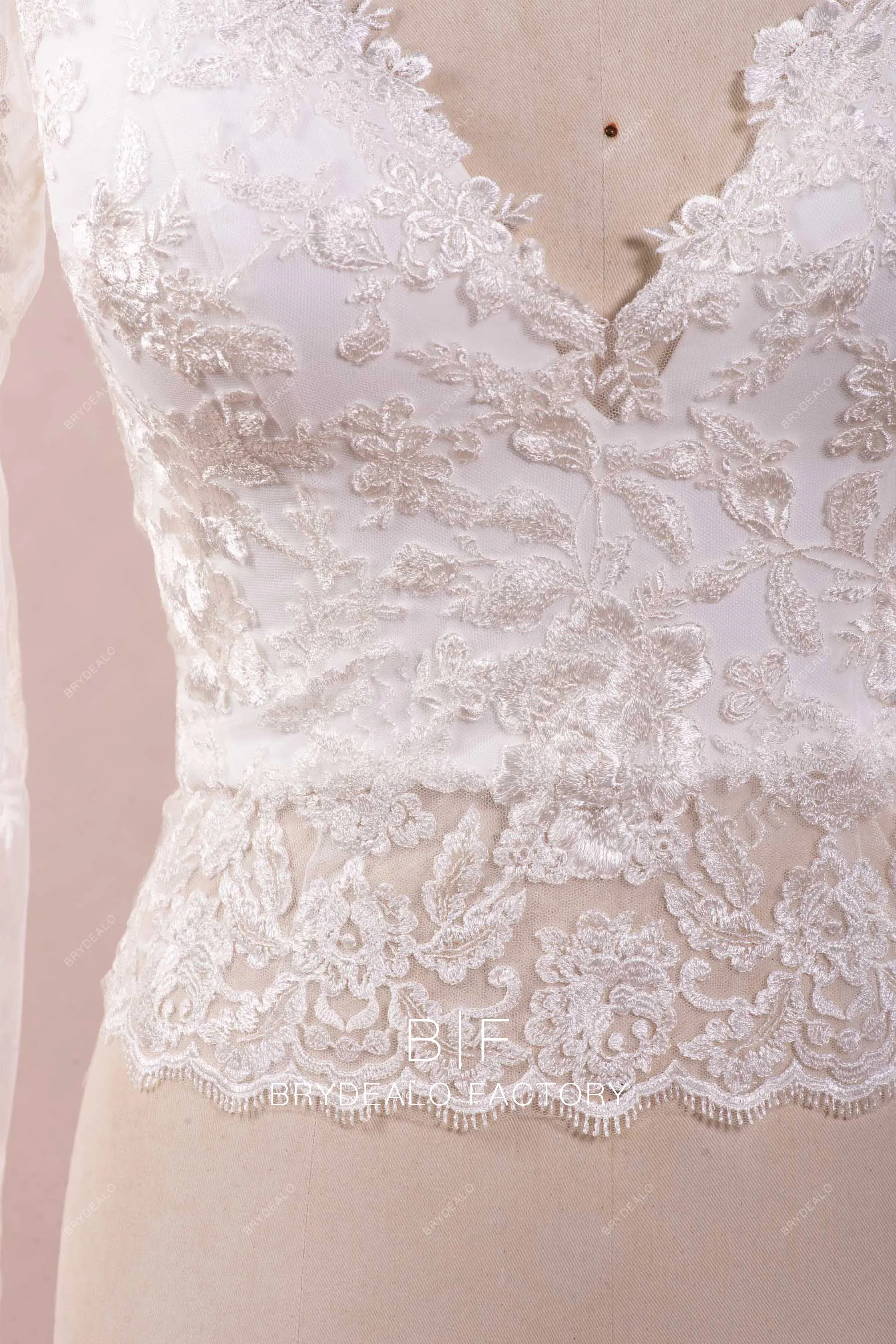 V-neck Lace Bridal Bolero Spaghetti Strap Crepe Wedding Separates