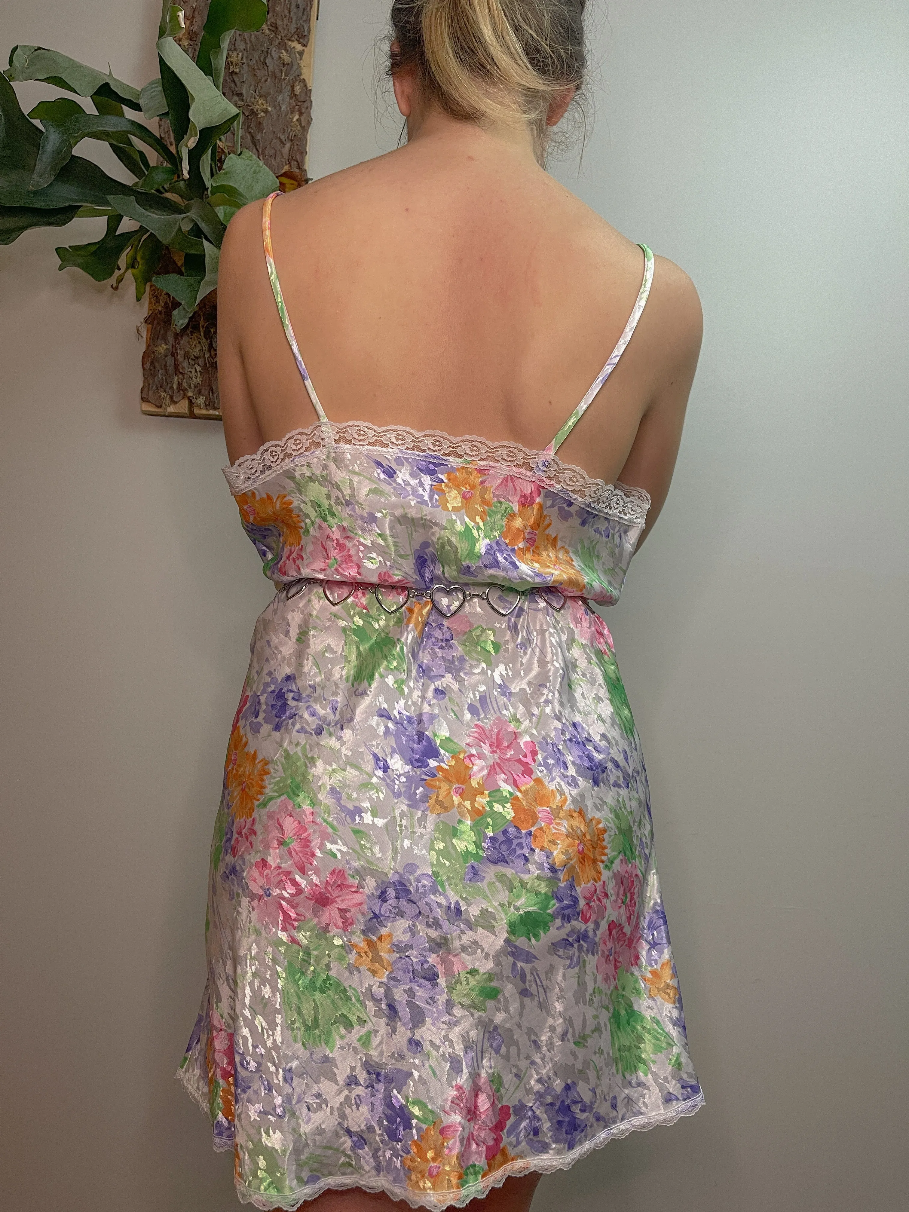 Vibrant Floral Lace Slip Dress