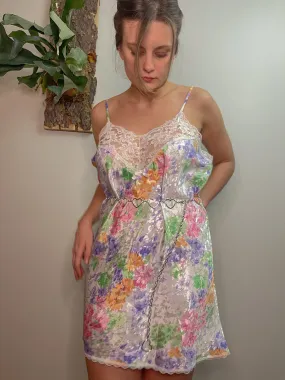 Vibrant Floral Lace Slip Dress