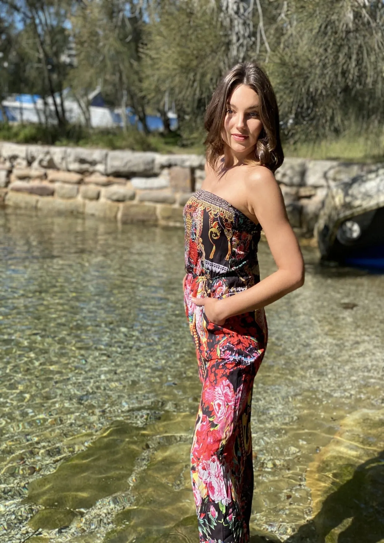 VY0254SS Embellished Strapless Jumpsuit (Pack)