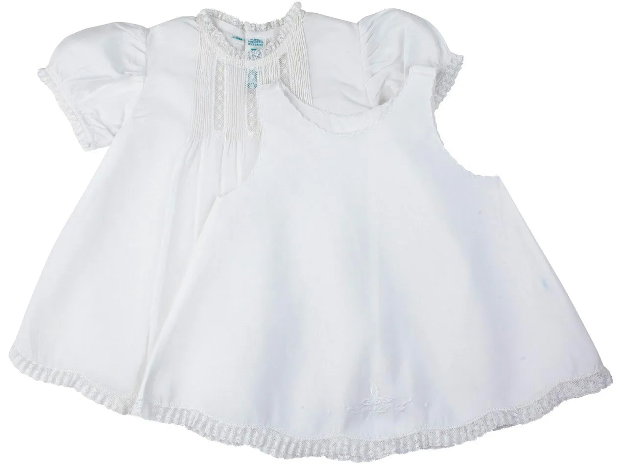 White Slip Dress with Pin Tucks & Lace