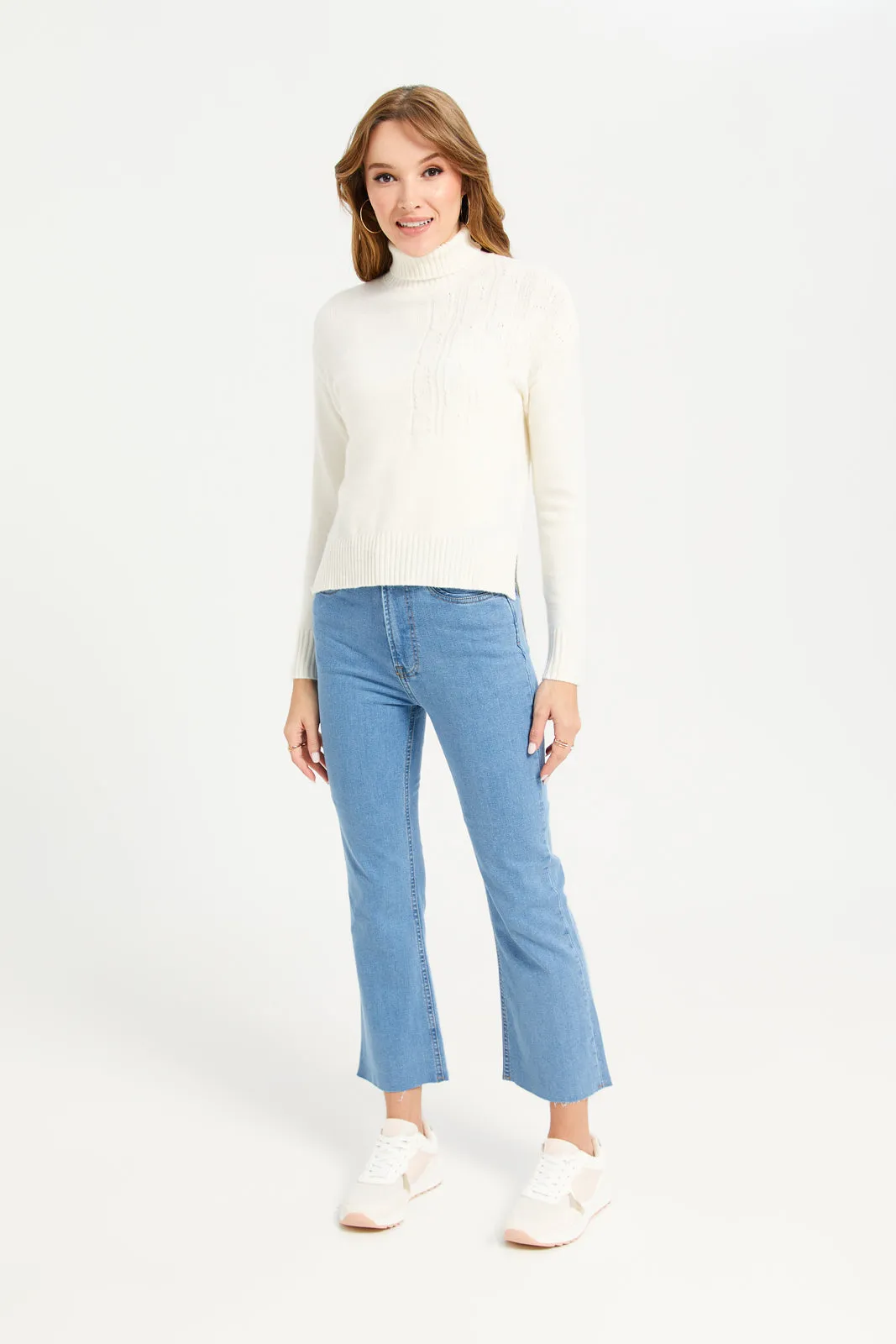Women Blue Cropped Flared Jeans