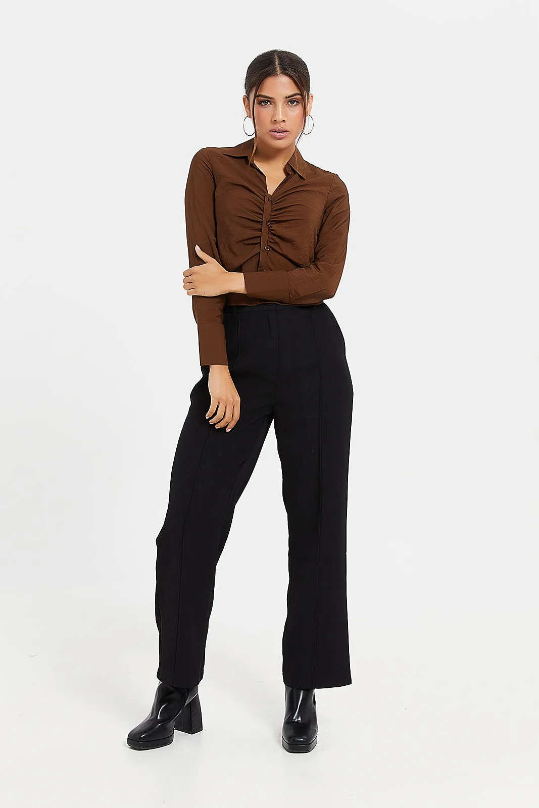 Women Brown Cropped Blouse