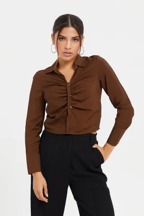 Women Brown Cropped Blouse