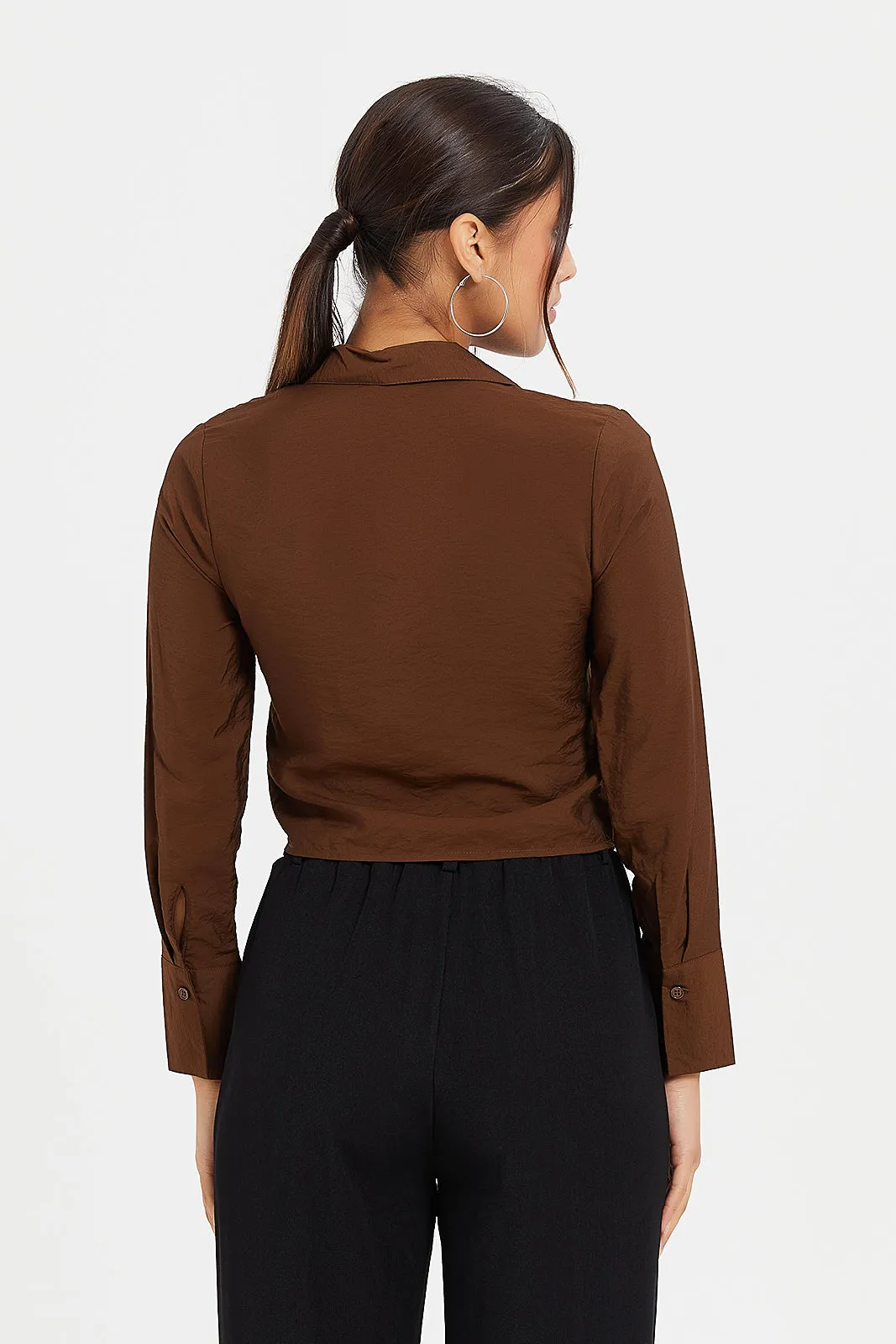 Women Brown Cropped Blouse