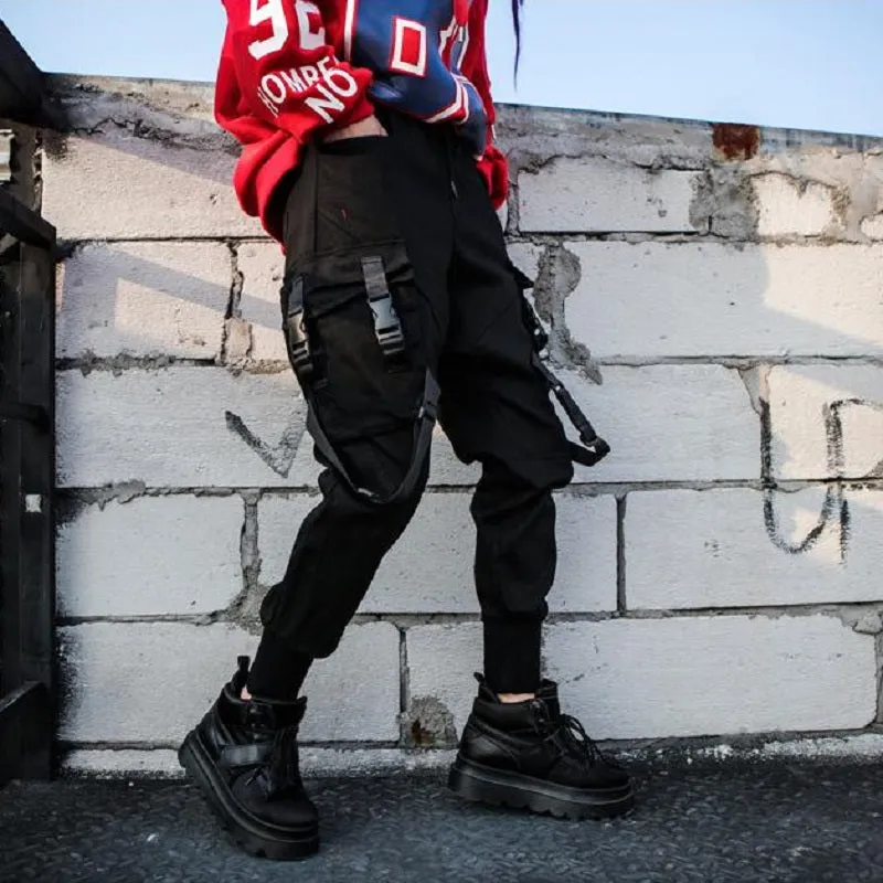 Women's Nylon High-Waist Joggers With Pockets