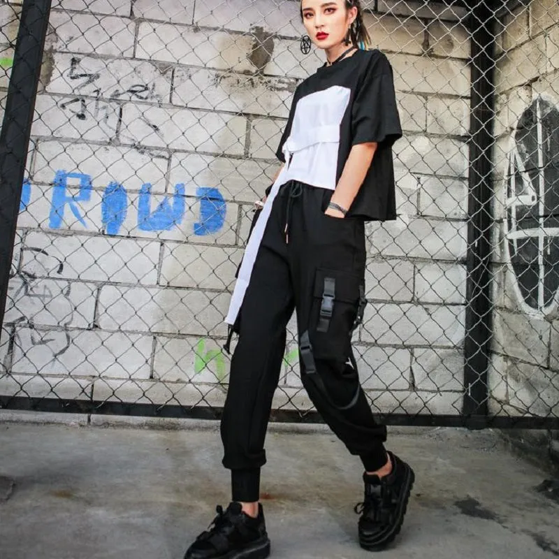 Women's Nylon High-Waist Joggers With Pockets