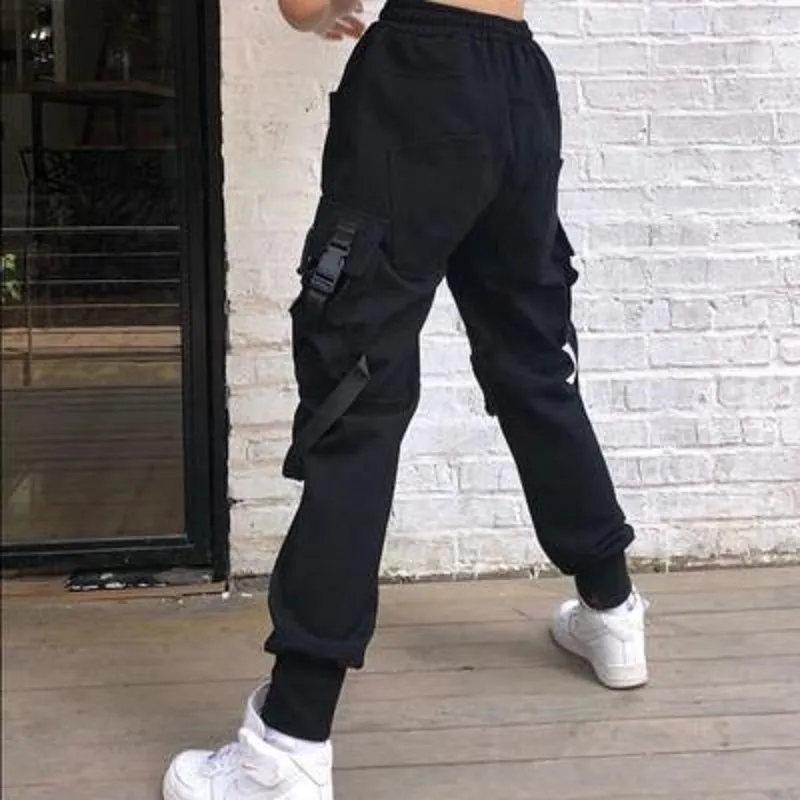 Women's Nylon High-Waist Joggers With Pockets
