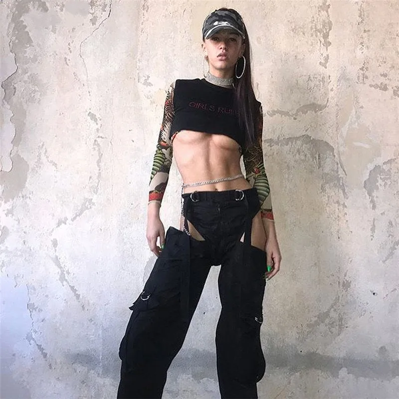 Women's Spring/Autumn Casual Straight Wide Leg Cargo Pants