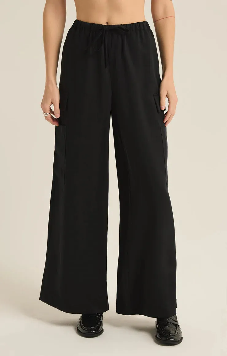 Z Supply Renegade Wide Leg Cargo Pant, Black