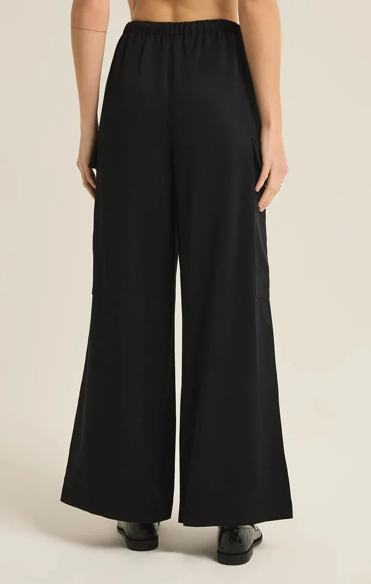 Z Supply Renegade Wide Leg Cargo Pant, Black